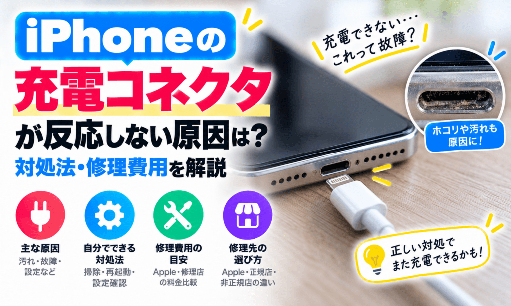 iPhoneの充電コネクタが反応しない原因は？対処法・修理費用を解説