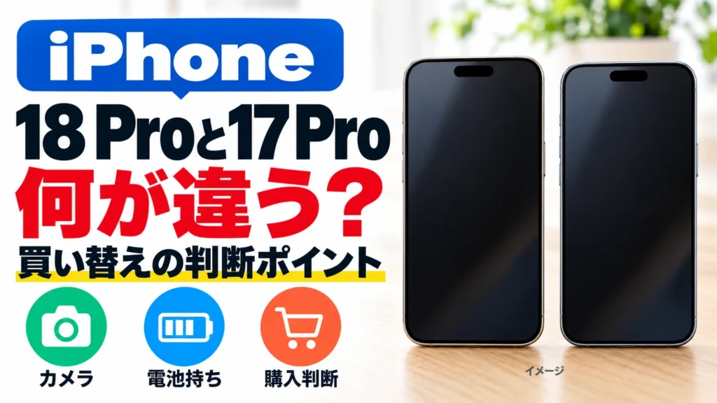 iPhone 18 Proと17 Proの違いと買い替えの判断ポイントを示すイメージ