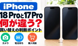 iPhone 18 Proと17 Proの違いと買い替えの判断ポイントを示すイメージ