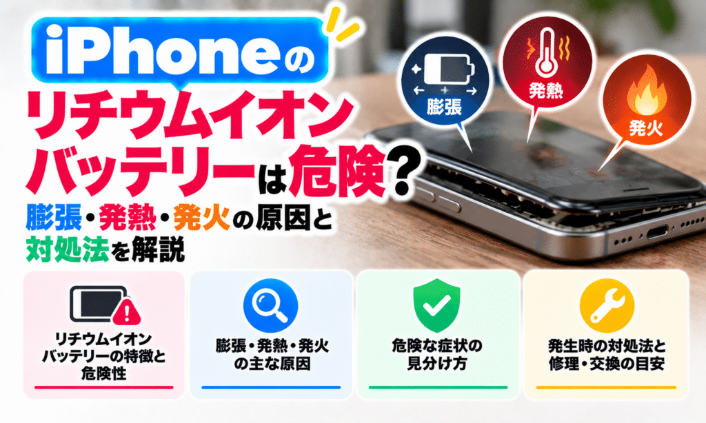 iPhoneのリチウムイオンバッテリーは危険?膨張・発熱・発火の原因と対処法