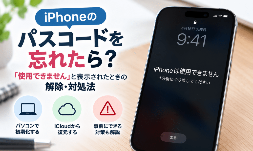 iPhoneのパスコードを忘れたら？「使用できません」と表示されたときの解除・対処法