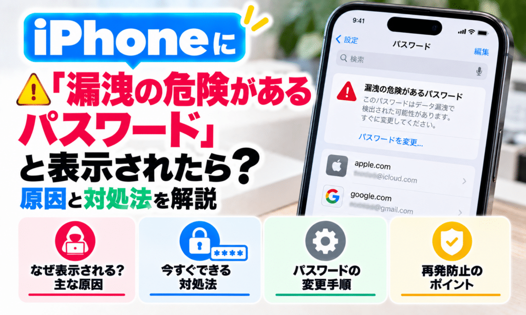 iPhoneに「漏洩の危険があるパスワード」と表示されたら?原因と対処法を解説